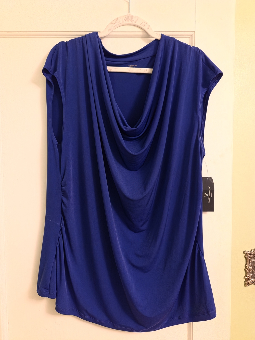 Worthington Cowl Neck Sleeveless Top - Blue
